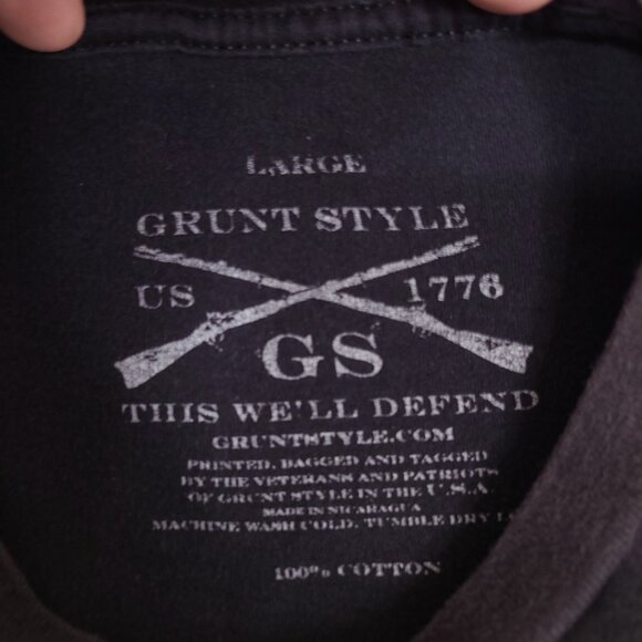 Grunt Style Skull Mens‎ T-Shirt Large American Flag Defend Beard Patriot - Picture 6 of 12